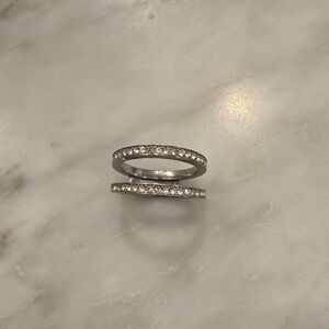 Michael Kors Silver Crystal Double Band Ring